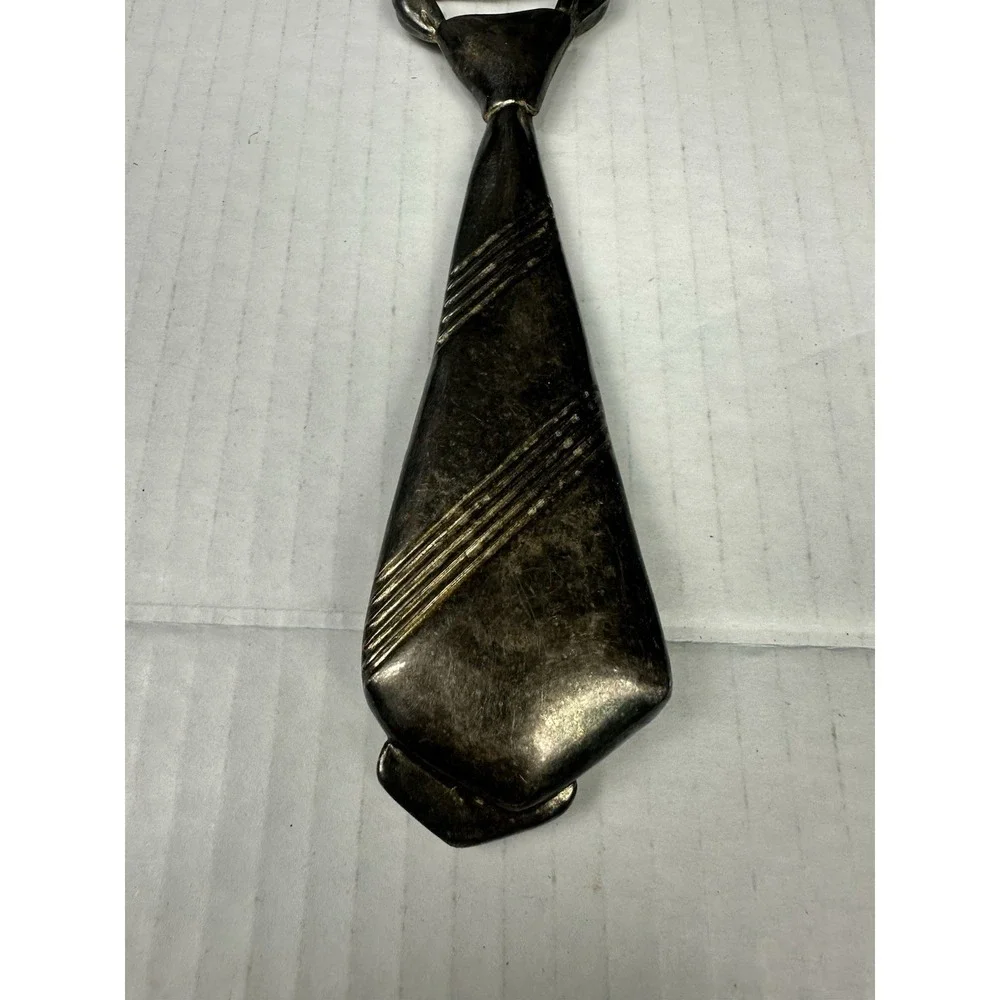 Vintage Silver Plated Man Cave Men's Neck Tie Shaped Beer Bottle Opener